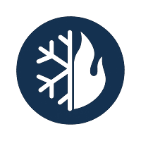 Heating and cooling services – half snowflake half flame icon